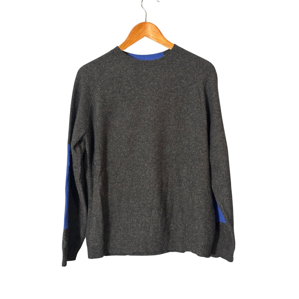 Vintage Structure Mens Medium 100% Lambswool Sweater Elbow Patches